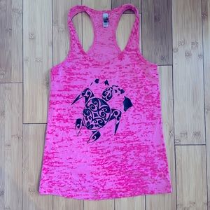 Hawaiian sea turtle racer back tank top